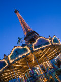 Winter View of the Eiffel Tower and Carousel  Paris  France