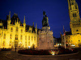 House of Governor and Belfort Church  Marketplace in Downtown Bruges  Belgium
