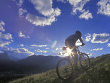 Mountain Biker at Sunset  Canmore  Alberta  Canada