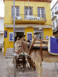 Donkey and Yellow Building  Hydra  Greece
