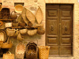 Montalcino  Basket Seller and Wall  Tuscany  Italy