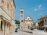 Main Square and Cathedral of St Stephen  Hvar  Dalmatian Coast  Croatia