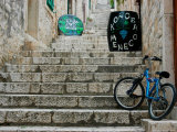 Bike and Wine Cask on Stone Steps  Hvar  Dalmatian Coast  Croatia