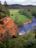 Blue Amata River Snakes through Zvartas Valley  Gauja National Park  Latvia