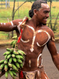 Native Preparing to Compete in Banana Race  Tapati Festival  Rapa Nui  Easter Island  Chile