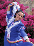 Native Dancer in Colored Dress with Flowers  Mexico