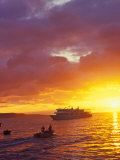 Dinghy Going to Ship at Sunset  Galapagos Islands  Ecuador