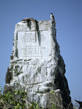 Marine Iguana and Galapagos Mockingbird Atop a Monument  Galapagos Islands  Ecuador