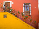 Colorful Stairs and House with Potted Plants  Guanajuato  Mexico