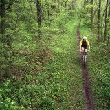 Mountain Biker on the Erie Canal Trail  Defiance  Ohio  USA