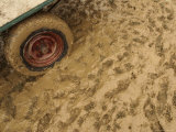 Close-up of a Muddy Wagon Wheel