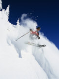 Skier in Powder at Big Mountain Resort  Whitefish  Montana  USA