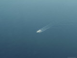 Aerial View of a Single Boat on the Sea
