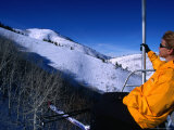Catching the Chairlift to the Canyons in Park City  Utah  USA