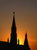 Arsenal Towers of Kremlin at Sunset  Moscow  Russia