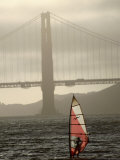 Windsurfer Sails Through Waters on San Francisco Bay  San Francisco  California  USA