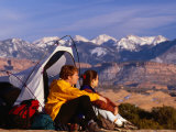 A Couple Camping on Slickrock in Moab  Utah  USA