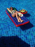 Woman Floating in Pool at Calinda Quality Hotel  Morelia  Michoacan De Ocampo  Mexico
