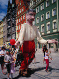 Children Walking Giant Puppet in Parade  Wroclaw  Poland