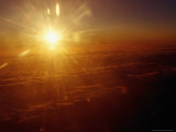 Sunset Through Aircraft Window Over Punta Arenas  Patagonia  Punta Arenas  Chile