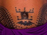 Traditional Tattoo Around a Man's Navel  Savaii Island  Western Samoa  Samoa