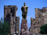 Statue of Timur in ruins of Ak-Saray Palace  Uzbekistan