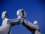 Detail of Reunification Memorial  Built in 2000  P'Yongyang  North Korea