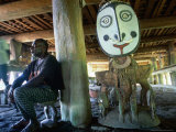 Village Chief Sitting in Spirit House (Haus Tambaran)  Yentchen  East Sepik  Papua New Guinea
