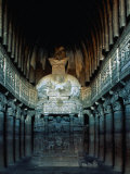 Interior of Hinayana Buddhist Caves  Ajanta  Maharashtra  India