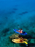 Couple on Sea Kayaks on Fernandez Bay  Cat Island  Bahamas