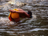 Novice Monk in River  Xieng Kok  Luang Nam Tha  Laos