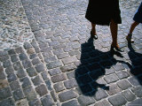 Tourists Walking Cobbled Stones of Lilla Torg (Little Square)  Malmo  Skane  Sweden