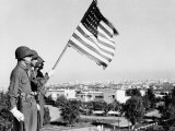 American Flag Bearer at Casablanca Conference  Morocco  c1943