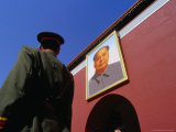 A Soldier on Guard in Front of the Gate of Heavenly Peace in Tiananmen Square  Beijing  China 