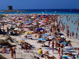 Crowds in Spiaggia Di Pelosa  Stintino  Sardinia  Italy