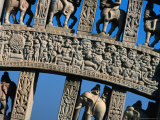 Detail of Stone Carving of Figures and Elephants  Sanchi  India
