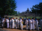 Nuns Receiving Alms at the Bayon Temple Festival at Angkor Thom  Angkor  Siem Reap  Cambodia