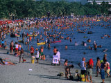 Beachgoers at El Rodadero in Seaside Suburb of Santa Marta During Holiday Season  Colombia