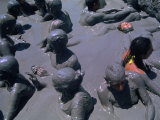 Taking a Mud Bath in the Crater of Volcan De Lodo El Totumo Near Cartagena  Bolivar  Colombia