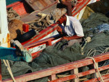 Fisherman Mending His Nets Hua Hin  Prachuap Khiri Khan  Thailand