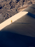 Hiker on Ridge of Eureka Sand Dunes  Death Valley National Park  USA
