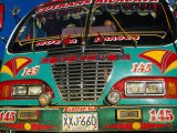 Colourful Old Bus on Plaza Mayor (Central Square)  Villa De Leyva  Boyaca  Colombia