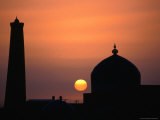 Sunrise Behind Juma Minaret and Mosque  Khiva  Uzbekistan