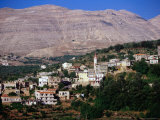 Village Set in Valley  Qadisha Valley  Ash Shamal  Lebanon
