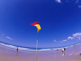 Lifesaving Marker Flag on Surf Beach  Gold Coast  Queensland  Australia