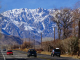 Highway 395 in Inyo County with the Eastern Sierras in Background  California  USA