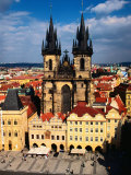 Tyn Church and Old Town Square Seen from Old Town Hall  Prague  Czech Republic