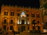 Palacio Episcopal at Night  Malaga  Spain