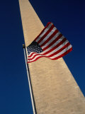 Flag and Washington Monument  Washington Dc  USA