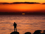 Rock Fishing at Sunset in Torekov  Torekov  Skane  Sweden